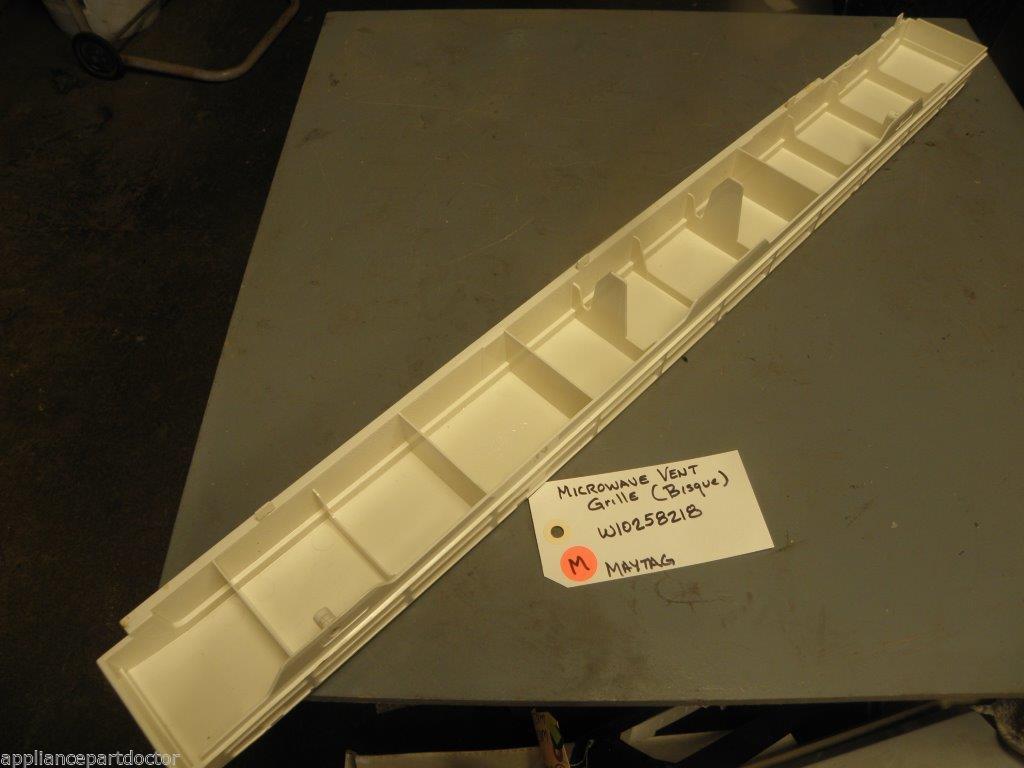 Maytag Microwave W10258218 Vent Grille (bisque) Small Crack at mtg hole USED Maytag Microwave W10258218 Vent Grille (bisque) Small Crack at mtg hole USED
